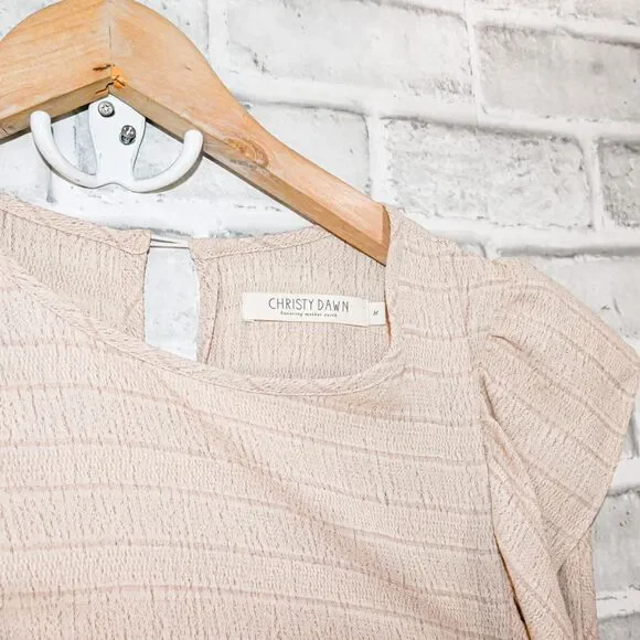 Christy Dawn Women's the Jessa Dress Maxi Ruffle trim in Oat stripe size Medium - Picture 3 of 12